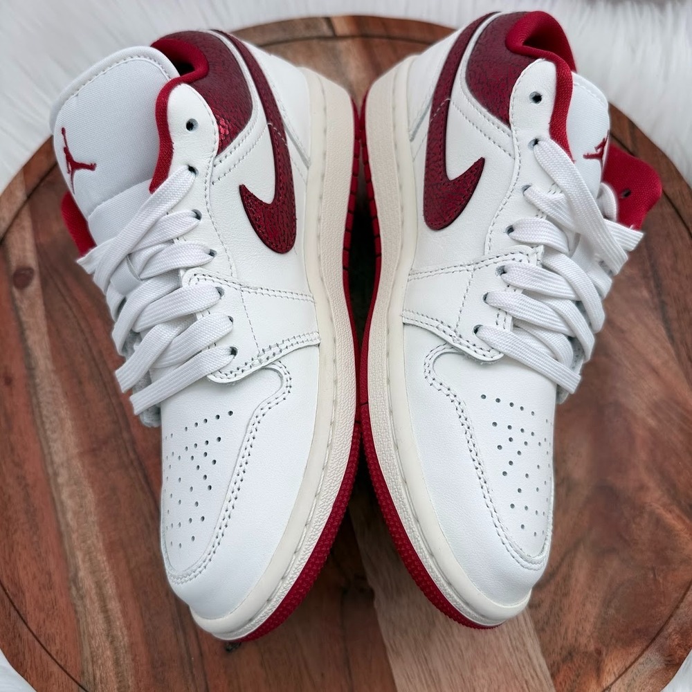 Nike Air Jordan 1 Low Ruby Red Sneakers Retro HJ9338-106 Womens Size - Picture 5 of 11